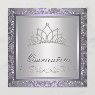 Invitation Diadème de diamant Quinceanera violet