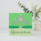 Invitation Diadème de diamant vert citron Quincenera vert (Debout devant)