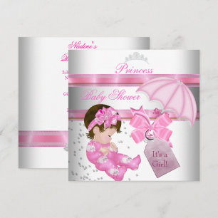 Invitation Diadème de Princesse Rose et Blanc pour Baby Showe