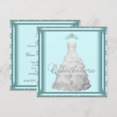 Invitation Diadème de robe de soirée Bleu sarcelle Blanc Quin (Devant / Derrière)