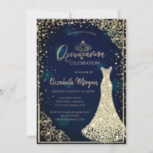 Invitation Diadème de robe en diamants bleu marine pour Quinc