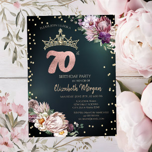 Invitation Diadème Diamants Fleurs Tropicales Vert 70ème