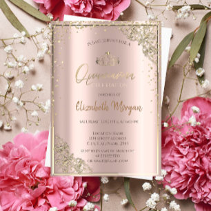 Invitation Diadème doré chic, Diamants Rose Gold Quinceañera