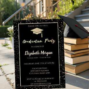Invitation Diadème doré élégant Casquette de graduation paill