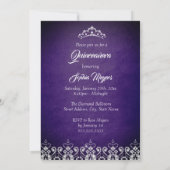 Invitation Diadème en diamant à paillettes violettes Quincean (Dos)