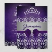 Invitation Diadème en diamant à paillettes violettes Quincean (Devant / Derrière)
