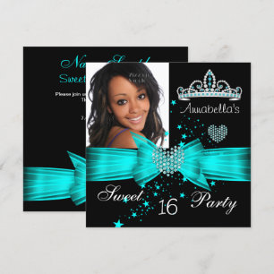 Invitation Diadème en diamant pour 16e anniversaire, bleu sar