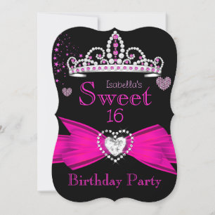 Invitation Diadème en diamant rose vif pour 16e anniversaire 