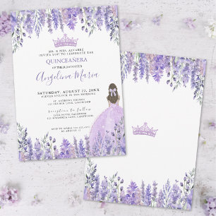 Invitation Diadème en paillettes de lilas violet pour Quincea