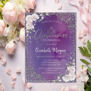 Invitation Diadème,Encadrement de fleurs de diamants Violet Q