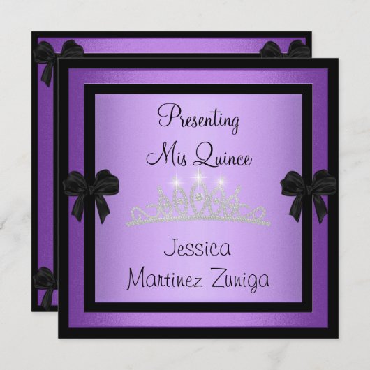 Invitation Diadème noir pourpre 1 formel de bijou de (Devant / Derrière)