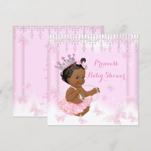 Invitation Diadème Papillon Rose Princesse Baby Shower Ethniq