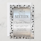 Invitation Diadème, points de paillettes argentées Bokeh doux (Devant)