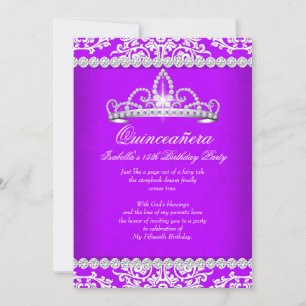 Invitation Diadème pour fête de 15 ans Purple Quinceanera 2