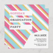Invitation Diagonale Colorful Stripes Graduation (Devant / Derrière)