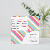 Invitation Diagonale Colorful Stripes Graduation (Debout devant)