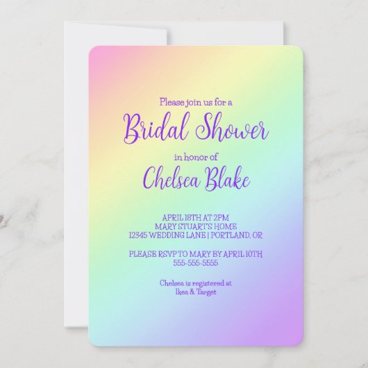 Invitation diagonale Rainbow Bridal (Devant)