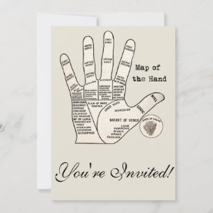 Invitation Diagramme de la main de lecteur de paume antique :