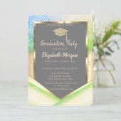 Invitation Diagramme de Parties scintillant verte élégant (Debout devant)