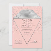 Invitation Diagramme en argent rose Confetti Parties scintill (Devant)