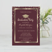 Invitation Diagramme Gold Graduation Cap Bourgogne Graduation (Debout devant)