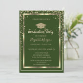 Invitation Diagramme Gold Graduation Cap Green Graduation (Debout devant)