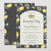 Invitation Diagramme Gold Graduation Cap Lemons Graduation (Devant / Derrière)