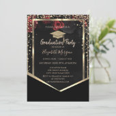 Invitation Diagramme Gold Graduation Cap Rose Graduation (Debout devant)