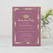 Invitation Diagrammes Gold Graduation Cap cadre (Debout devant)