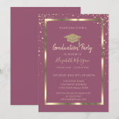 Invitation Diagrammes Gold Graduation Cap cadre (Devant / Derrière)