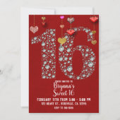 Invitation Diamant 16 Coeurs de Saint Valentin Photo fête d'a (Devant)