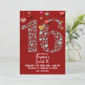 Invitation Diamant 16 Saint Valentin Coeurs Anniversaire (Debout devant)