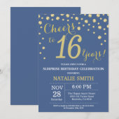 Invitation Diamant 16e anniversaire de la surprise bleue et o (Devant / Derrière)