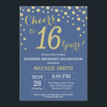 Invitation Diamant 16e anniversaire de la surprise bleue et o<br><div class="desc">Invitation surprise 16e anniversaire avec Arrière - plan Diamant Parties scintillant Bleu et Or. Gold Confetti.Anniversaire enfant. Ado adolescente,  garçon ou fille,  anniversaire.
Pour plus de personnalisation,  cliquez sur le bouton "Customiser" et utilisez notre outil de conception pour modifier ce modèle.</div>