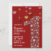 Invitation Diamant 1 1ST Saint Valentin Coeurs Anniversaire (Devant)