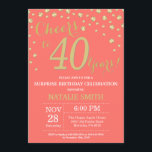 Invitation Diamant 40e anniversaire de la Surprise du Corail<br><div class="desc">Invitation surprise 40e anniversaire avec Arrière - plan Diamant Coral et Gold Parties scintillant. Gold Confetti. Anniversaire adulte. Hommes ou femmes,  anniversaire. Pour plus de personnalisation,  cliquez sur le bouton "Customiser" et utilisez notre outil de conception pour modifier ce modèle.</div>