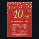 Invitation Diamant 40e Anniversaire Rouge et Or<br><div class="desc">30e anniversaire Invitation avec Arrière - plan diamant Parties scintillant rouge et or. Confetti d'or. Anniversaire adulte. Hommes ou Femmes Anniversaire. Pour plus de personnalisation,  cliquez sur le bouton "Customiser" et utilisez notre outil de conception pour modifier ce modèle.</div>