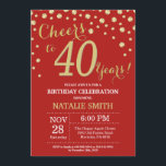 Invitation Diamant 40e Anniversaire Rouge et Or<br><div class="desc">30e anniversaire Invitation avec Arrière - plan diamant Parties scintillant rouge et or. Confetti d'or. Anniversaire adulte. Hommes ou Femmes Anniversaire. Pour plus de personnalisation,  cliquez sur le bouton "Customiser" et utilisez notre outil de conception pour modifier ce modèle.</div>