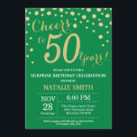 Invitation Diamant 50e anniversaire de la surprise verte et o<br><div class="desc">Invitation surprise 50e anniversaire avec Arrière - plan Diamant Parties scintillant vert et or. Gold Confetti. Anniversaire adulte. Hommes ou femmes,  anniversaire. Pour plus de personnalisation,  cliquez sur le bouton "Customiser" et utilisez notre outil de conception pour modifier ce modèle.</div>