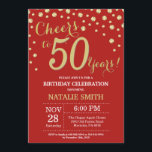 Invitation Diamant 50e Anniversaire Rouge et Or<br><div class="desc">50e anniversaire Invitation avec Parties scintillant rouge et or Arrière - plan diamant. Confetti d'or. Anniversaire adulte. Hommes ou Femmes Anniversaire. Pour plus de personnalisation,  cliquez sur le bouton "Customiser" et utilisez notre outil de conception pour modifier ce modèle.</div>