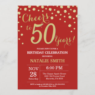 Invitation Diamant 50e Anniversaire Rouge et Or
