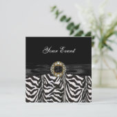 Invitation Diamant Bijou Noir Blanc Zèbre (Debout devant)