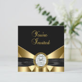 Invitation Diamant Bijou Noir Or (Debout devant)