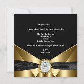 Invitation Diamant Bijou Noir Or (Dos)