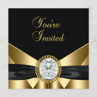 Invitation Diamant Bijou Noir Or
