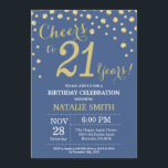 Invitation Diamant bleu et or 21e anniversaire<br><div class="desc">21e Invitation anniversaire avec Parties scintillant bleue et or Arrière - plan diamant. Confetti d'or. Anniversaire adulte. Hommes ou Femmes Anniversaire. Pour plus de personnalisation,  cliquez sur le bouton "Customiser" et utilisez notre outil de conception pour modifier ce modèle.</div>