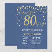 Invitation Diamant bleu et or 80e anniversaire (Devant / Derrière)