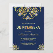 Invitation Diamant bleu Mandala Quinceanera (Devant)