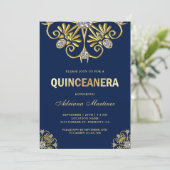 Invitation Diamant bleu Mandala Quinceanera (Debout devant)