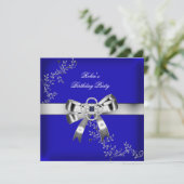 Invitation Diamant Bleu Royal Bijou Arc Argent (Debout devant)